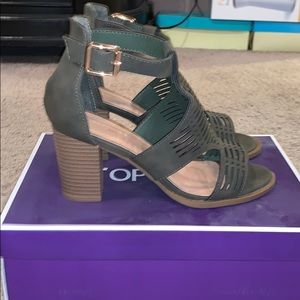 Olive Green Open Toed Booties